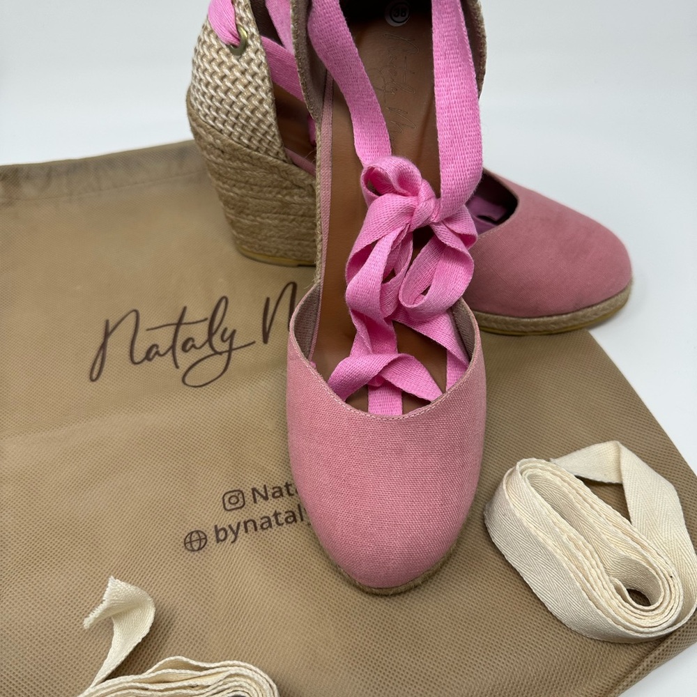 Pink Espadrille Wedge Shoes